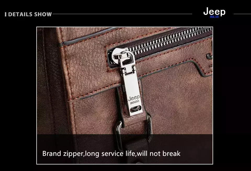 JEEP BULUO-Bolsa Masculina Casual para Laptop, Mochila de Couro Dividido, Bolsa para Computador, Alta Capacidade, Nova Tendência