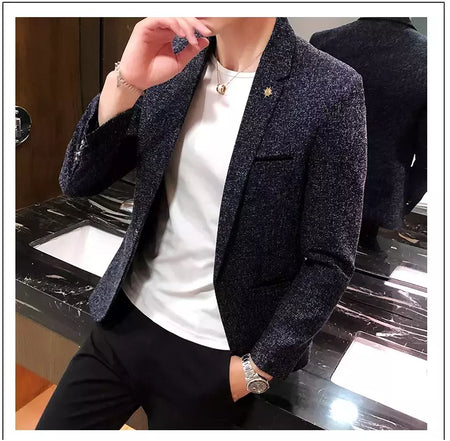 Terno casual blazer masculino, jaqueta formal, design popular, vestido, casacos de negócios, plus size, S-4XL, 2023