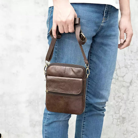 Luufan-bolsa de ombro de couro genuíno masculina, pequenos sacos mensageiro, mini bolsa tiracolo de viagem masculina, nova moda, 2020