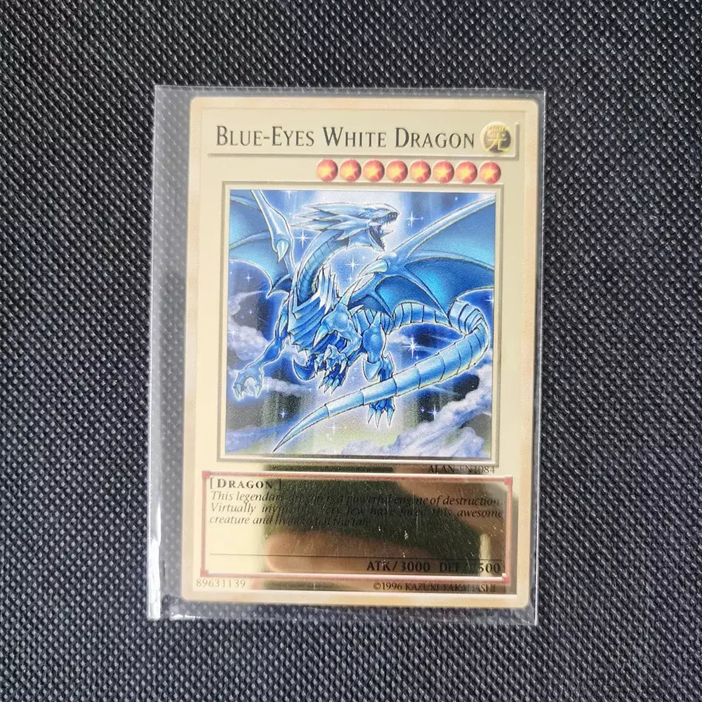 Yugioh cartões de metal dourado yu-gi-oh liga coleção cartão olhos azuis escuro magial obelisco slifer ra crianças presente de aniversário de natal