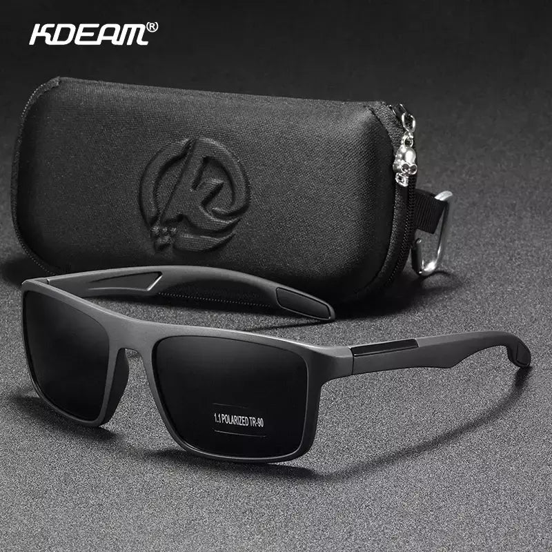 Óculos de sol ultra leves Kdeam retangulares para homens e mulheres, TAC polarizado, lente espessura, óculos de sol para condução, esportes, Cat.3, TR90, 1.1mm