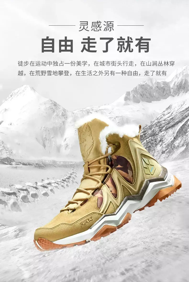 Rax à prova dwaterproof água caminhadas sapatos homens inverno ao ar livre tênis para homens botas de neve de pelúcia montanha botas de neve turismo ao ar livre sapato de corrida