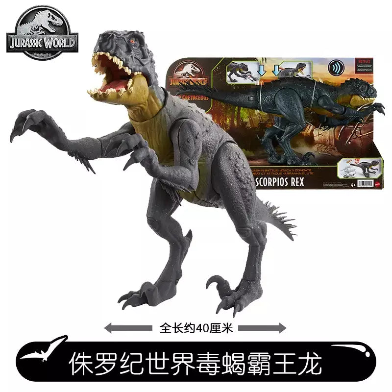 Original jurássico mundo dinossauros anime figura de ação indominus rex tyrannosaurus criança menino brinquedos para crianças presente aniversário mattel