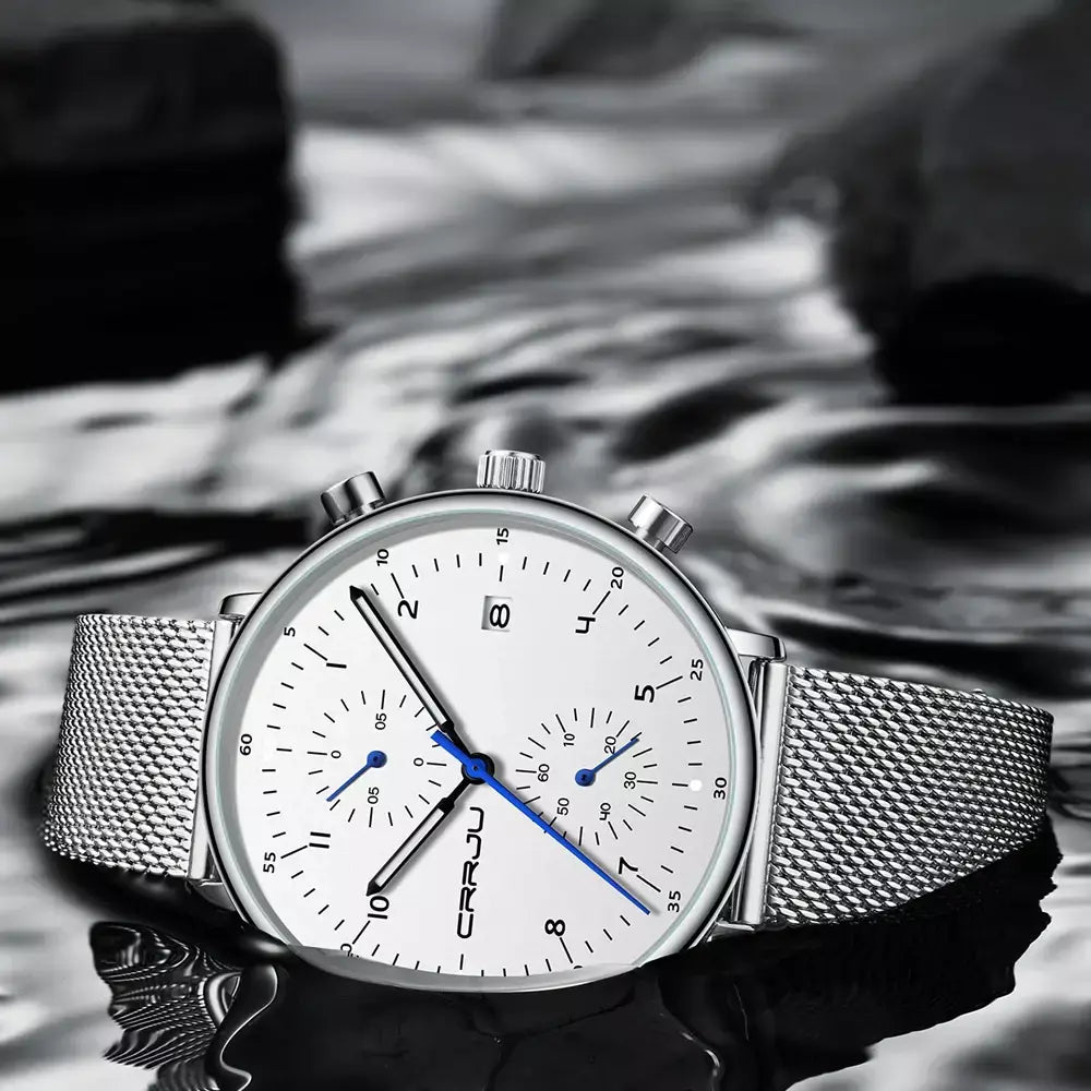 Crrju relógio masculino topo de luxo marca aço inoxidável relógio de pulso militar à prova dwaterproof água data quartzo relógios relogio masculino