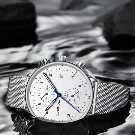 Crrju relógio masculino topo de luxo marca aço inoxidável relógio de pulso militar à prova dwaterproof água data quartzo relógios relogio masculino