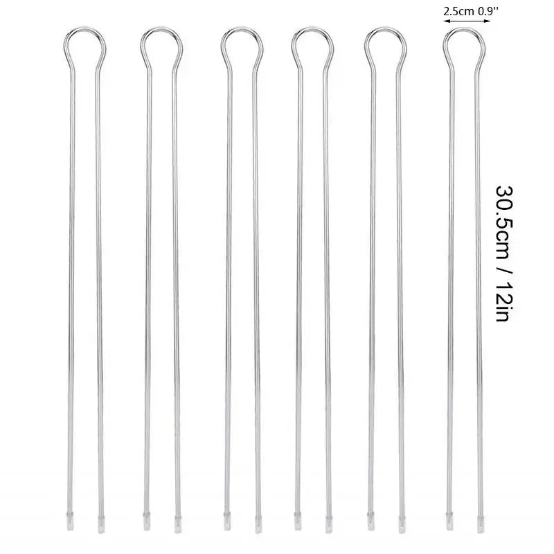 Conjunto de espetos de kebab para churrasco duplo, 6/peças em aço inoxidável, espetos de metal para grelhar, varas para piquenique, acampamento, ferramentas de churrasco
