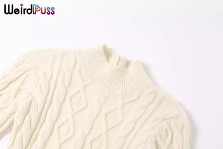 Weird Puss-Mini Vestidos de Gola Alta Elástica Feminina, Tricô Chique, Sem Costas, Manga Comprida, Soft Bodycon, Streetwear, Sexy, Outono