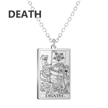Dawapara cartas de tarô colar feminino colar de aço inoxidável riqueza amuleto clássico tarô grandes arcanos adivinhação charme jóias