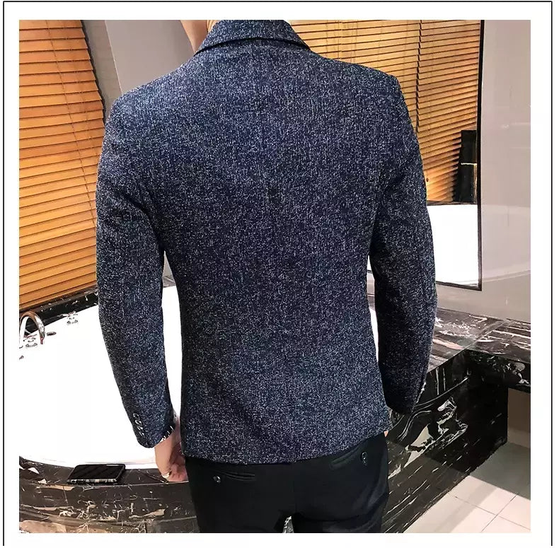 Terno casual blazer masculino, jaqueta formal, design popular, vestido, casacos de negócios, plus size, S-4XL, 2023