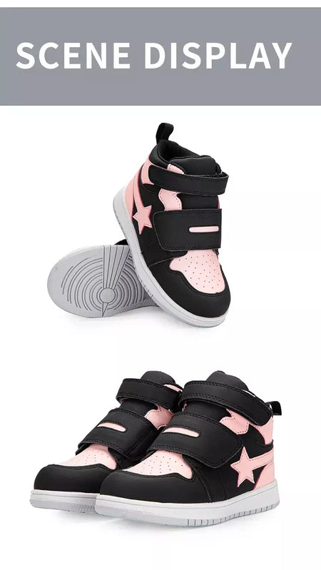 Sapatilhas para crianças, sapatos ortopédicos para crianças, ponta dos pés, suporte de tornozelo alto para caminhada, tênis de sola antiderrapante de fundo duro para meninas meninos pés chatos