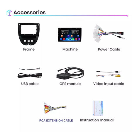 Android 10 2 din reprodutor multimídia do carro para peugeot 107 toyota aygo citroen c1 2005-2014 unidade principal estéreo navegação gps bt wifi