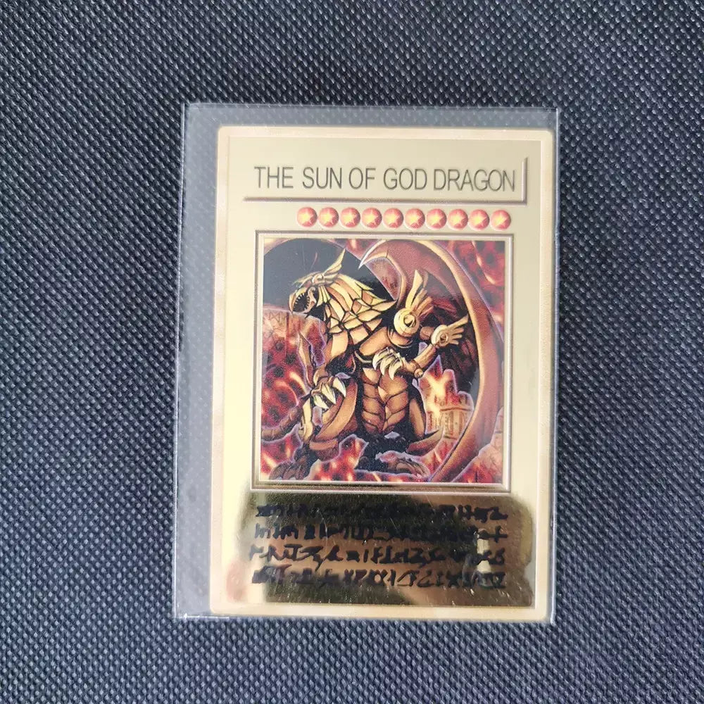 Yugioh cartões de metal dourado yu-gi-oh liga coleção cartão olhos azuis escuro magial obelisco slifer ra crianças presente de aniversário de natal