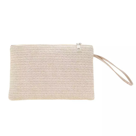 Moda feminina boêmio tecido embreagem wristlet saco casual senhoras praia verão cor sólida pequenas bolsas bolsa branco bege presentes