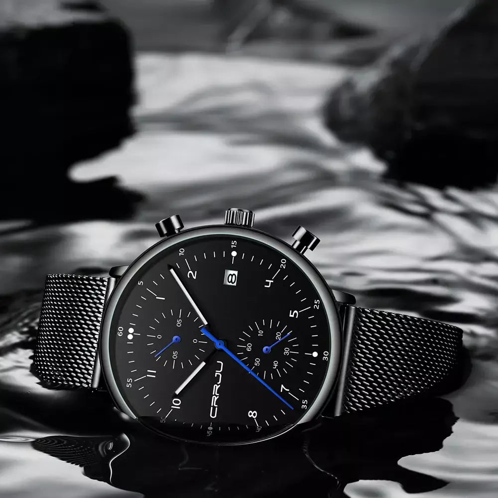 Crrju relógio masculino topo de luxo marca aço inoxidável relógio de pulso militar à prova dwaterproof água data quartzo relógios relogio masculino