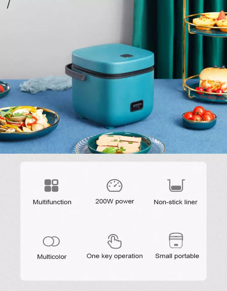 Mini panela de arroz automática, cozinha doméstica, máquina de cozinhar elétrica, 1-2 pessoas, aquecedor de alimentos, vaporizador, 1,2l, panela de arroz pequena