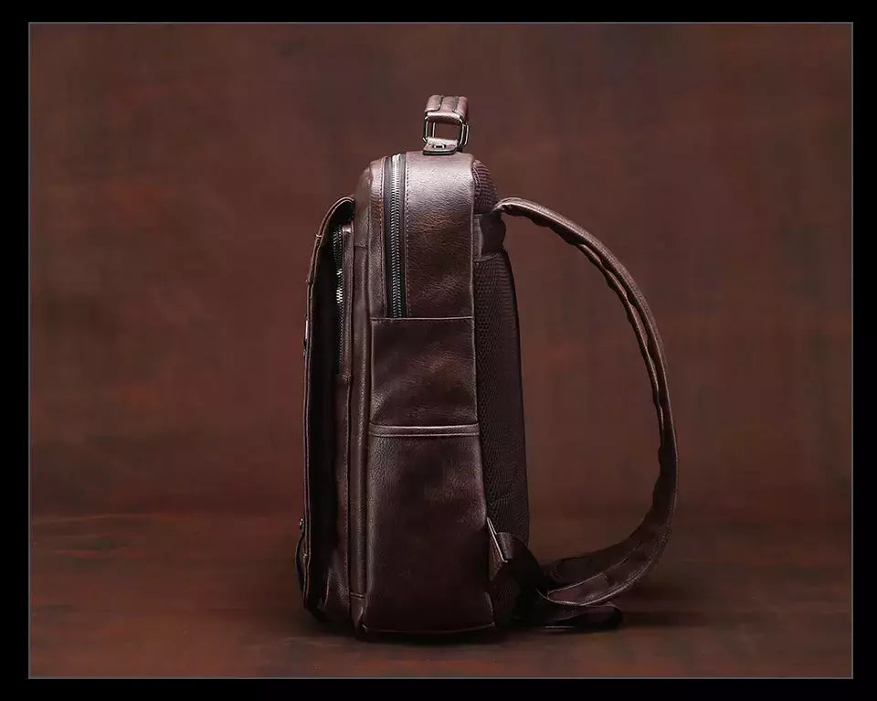 JEEP BULUO-Bolsa Masculina Casual para Laptop, Mochila de Couro Dividido, Bolsa para Computador, Alta Capacidade, Nova Tendência