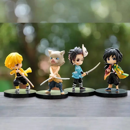Anime 6 pçs demônio assassino figura 7cm kimetsu não yaiba figura q posket kamado tanjirou kamado nezuko agatsuma figura brinquedos