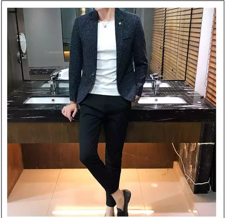 Terno casual blazer masculino, jaqueta formal, design popular, vestido, casacos de negócios, plus size, S-4XL, 2023