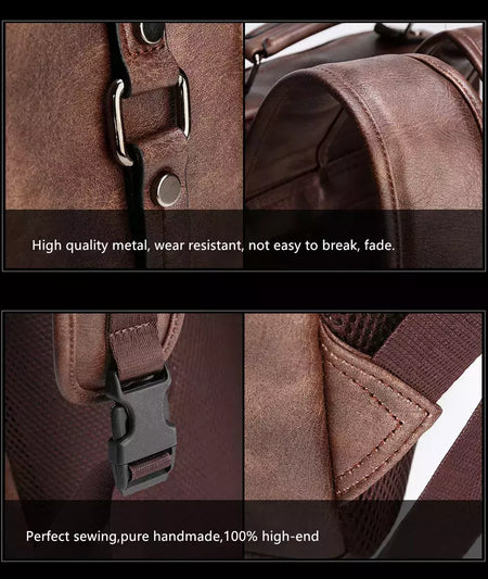 JEEP BULUO-Bolsa Masculina Casual para Laptop, Mochila de Couro Dividido, Bolsa para Computador, Alta Capacidade, Nova Tendência