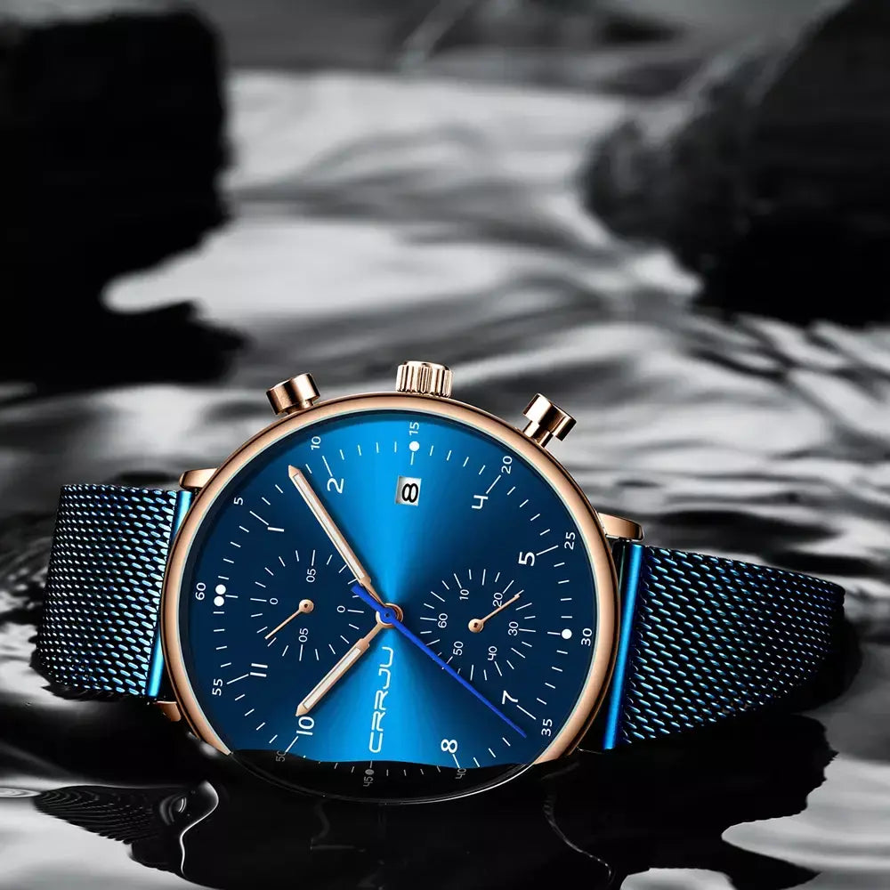 Crrju relógio masculino topo de luxo marca aço inoxidável relógio de pulso militar à prova dwaterproof água data quartzo relógios relogio masculino