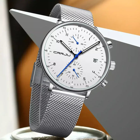 Crrju relógio masculino topo de luxo marca aço inoxidável relógio de pulso militar à prova dwaterproof água data quartzo relógios relogio masculino
