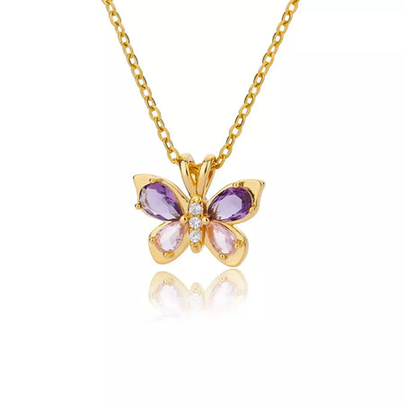 Zircão borboleta pingente colar para mulheres cor de ouro colares de aço inoxidável casal jóias estéticas freeshipping itens bff