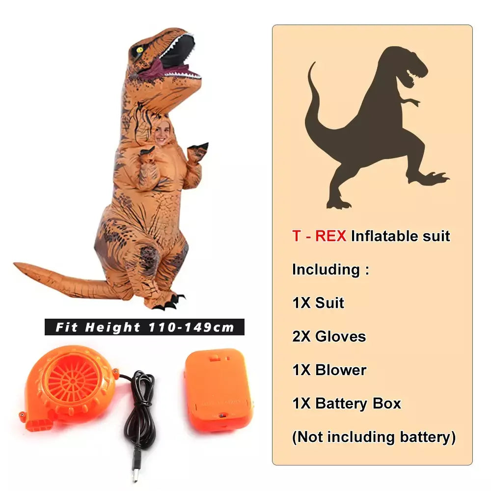T-Rex-Dinosaur Costume Inflável para Crianças e Adultos, Tyrannosaurus, Role-Playing, Fantasia, Dia das Bruxas, Mascote, Party Apparel