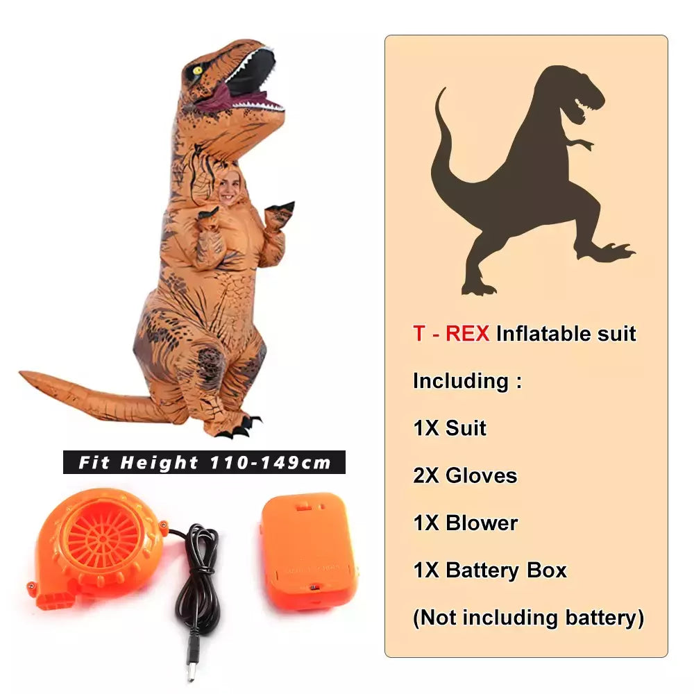 T-Rex-Dinosaur Costume Inflável para Crianças e Adultos, Tyrannosaurus, Role-Playing, Fantasia, Dia das Bruxas, Mascote, Party Apparel