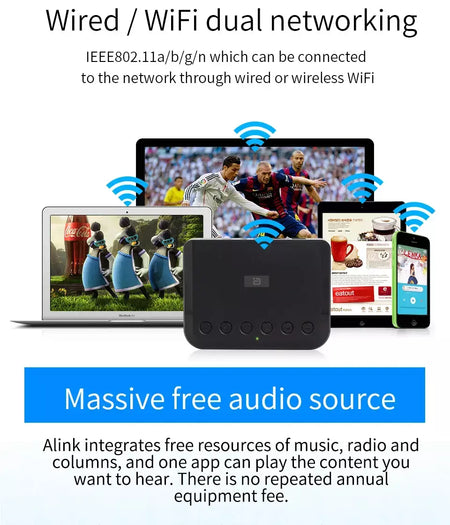 Receptor de áudio sem fio, wi-fi, para airplay, spotify, dlna, nas, stream de som, bluetooth 5.0, adaptador óptico de caixa de música, wr320