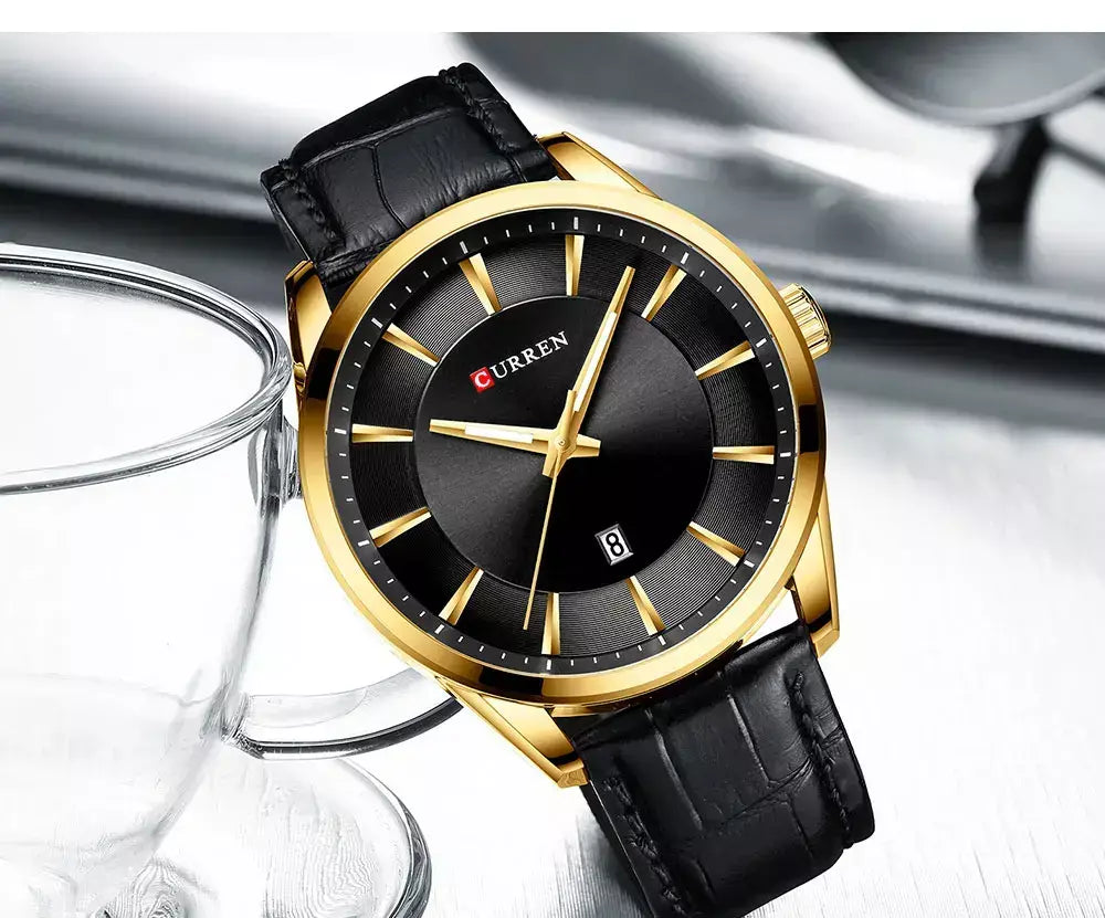 Curren novos relógios de quartzo para homens pulseira de couro masculino relógios de pulso topo marca de luxo relógio masculino de negócios reloj hombres
