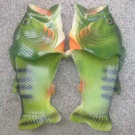 Família engraçado sapatos de peixe chinelos femininos tamanho grande 32-47 alta qualidade pvc meninas sapatos de verão chinelos de praia mulher slides