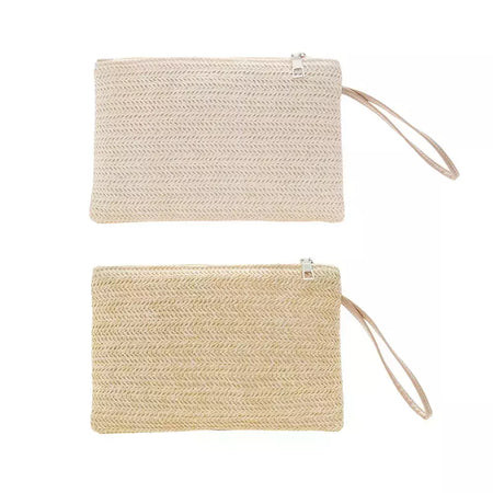 Moda feminina boêmio tecido embreagem wristlet saco casual senhoras praia verão cor sólida pequenas bolsas bolsa branco bege presentes