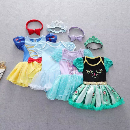 Baby Romper TUTU Vestido Com Headband Infantil Baby Princess Girl Roupas Tamanho 3-18M Cute Design Baby Dress Party Trajes