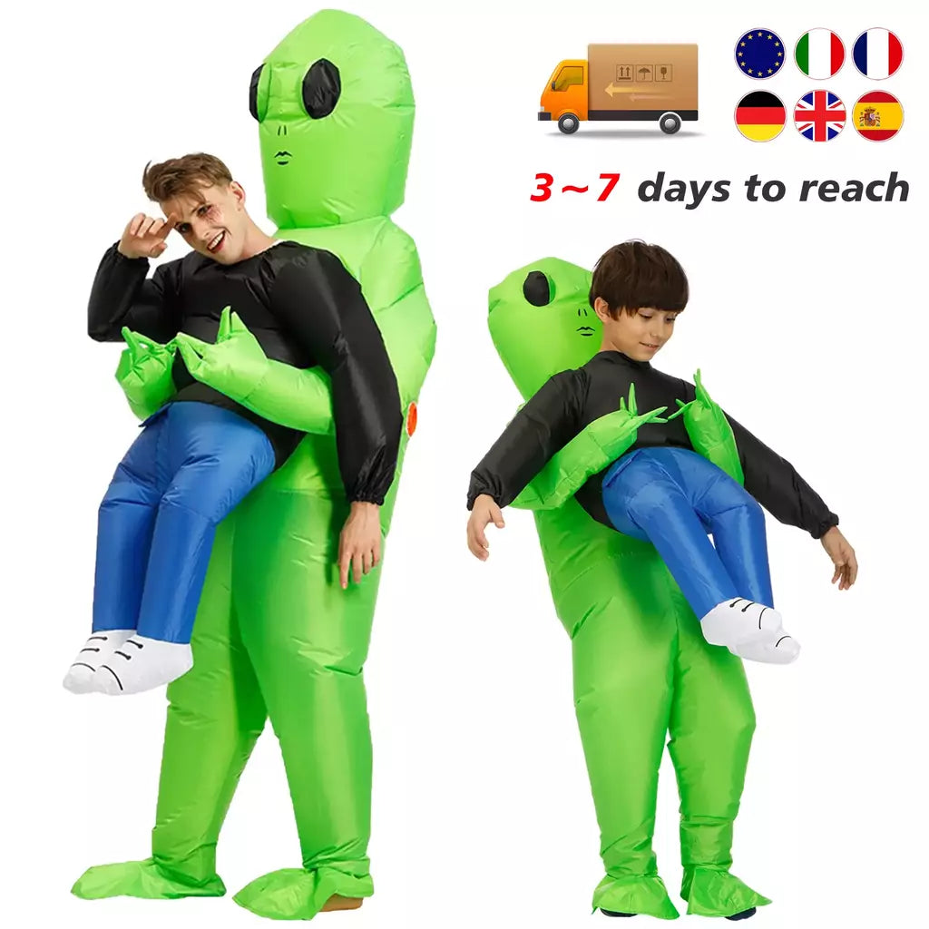 Et alienígena inflável terno alienígena monstro inflável traje assustador verde alienígena cosplay traje para adulto festa festival palco