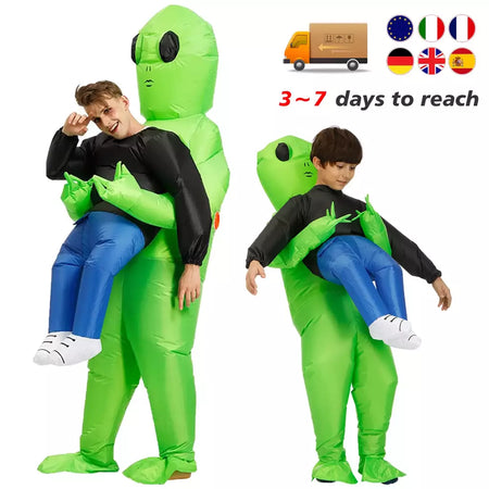 Et alienígena inflável terno alienígena monstro inflável traje assustador verde alienígena cosplay traje para adulto festa festival palco