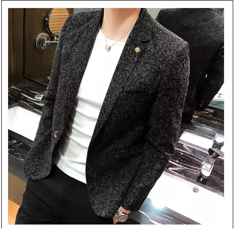 Terno casual blazer masculino, jaqueta formal, design popular, vestido, casacos de negócios, plus size, S-4XL, 2023