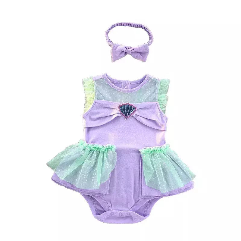 Baby Romper TUTU Vestido Com Headband Infantil Baby Princess Girl Roupas Tamanho 3-18M Cute Design Baby Dress Party Trajes