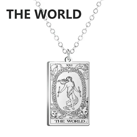 Dawapara cartas de tarô colar feminino colar de aço inoxidável riqueza amuleto clássico tarô grandes arcanos adivinhação charme jóias