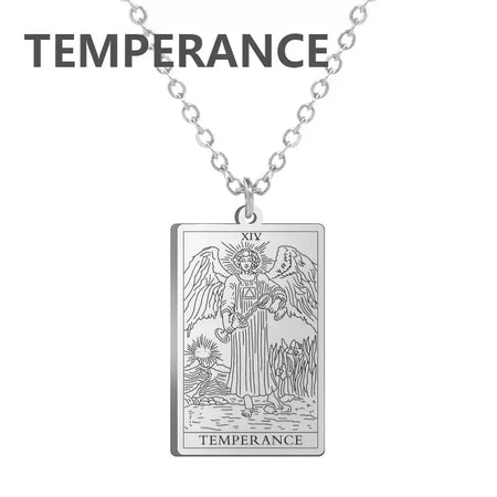 Dawapara cartas de tarô colar feminino colar de aço inoxidável riqueza amuleto clássico tarô grandes arcanos adivinhação charme jóias