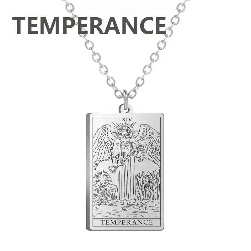 Dawapara cartas de tarô colar feminino colar de aço inoxidável riqueza amuleto clássico tarô grandes arcanos adivinhação charme jóias