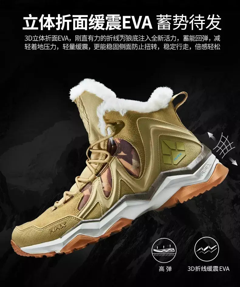 Rax à prova dwaterproof água caminhadas sapatos homens inverno ao ar livre tênis para homens botas de neve de pelúcia montanha botas de neve turismo ao ar livre sapato de corrida