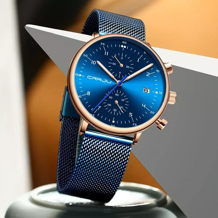 Crrju relógio masculino topo de luxo marca aço inoxidável relógio de pulso militar à prova dwaterproof água data quartzo relógios relogio masculino