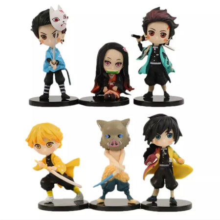 Anime 6 pçs demônio assassino figura 7cm kimetsu não yaiba figura q posket kamado tanjirou kamado nezuko agatsuma figura brinquedos
