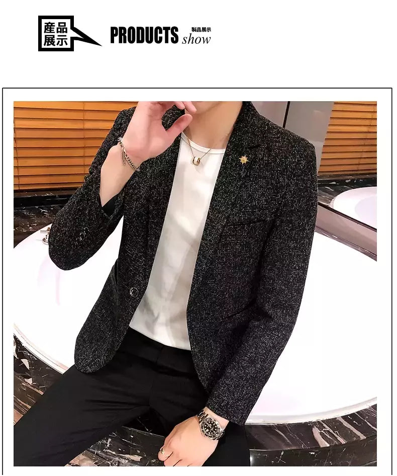 Terno casual blazer masculino, jaqueta formal, design popular, vestido, casacos de negócios, plus size, S-4XL, 2023