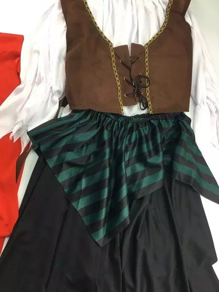 Trajes de pirata para mulheres homens adultos halloween masculino capitão jack sparrow traje piratas do caribe cosplay conjunto de roupas