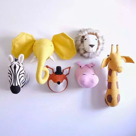 3D Animal Wall Mount for Children, Stuffed Toys for Kids, Nursery Wall, Home Decor Acessórios, Presentes de aniversário, Zebra, Elefante, Girafa