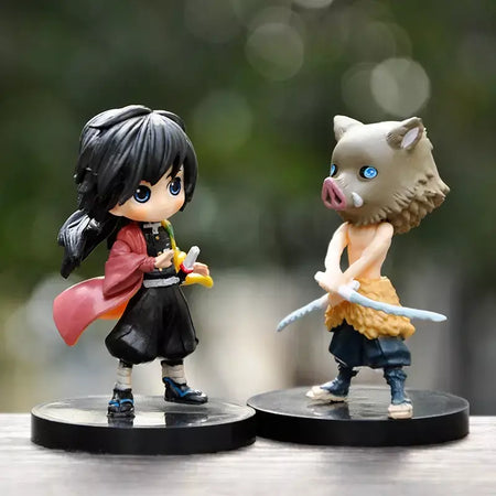 Anime 6 pçs demônio assassino figura 7cm kimetsu não yaiba figura q posket kamado tanjirou kamado nezuko agatsuma figura brinquedos
