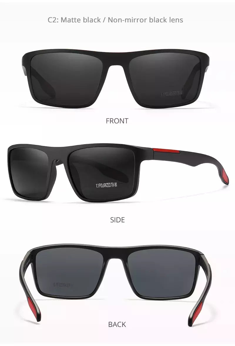 Óculos de sol ultra leves Kdeam retangulares para homens e mulheres, TAC polarizado, lente espessura, óculos de sol para condução, esportes, Cat.3, TR90, 1.1mm