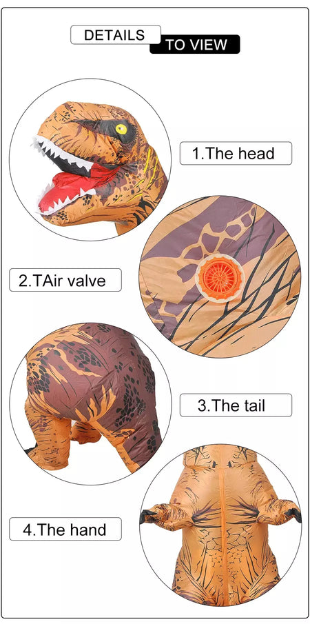 T-Rex-Dinosaur Costume Inflável para Crianças e Adultos, Tyrannosaurus, Role-Playing, Fantasia, Dia das Bruxas, Mascote, Party Apparel