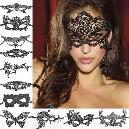 Máscara de renda sexy feminina, máscara para festa de halloween, bola mascarada, cosplay, trajes venezianos, carnaval, meia máscara facial
